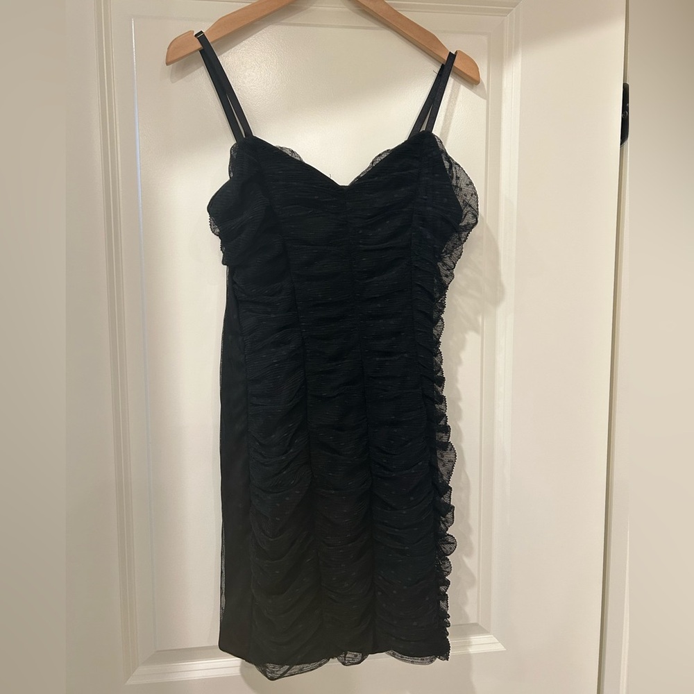 Haute Monde Black Mini Dress with Ruching